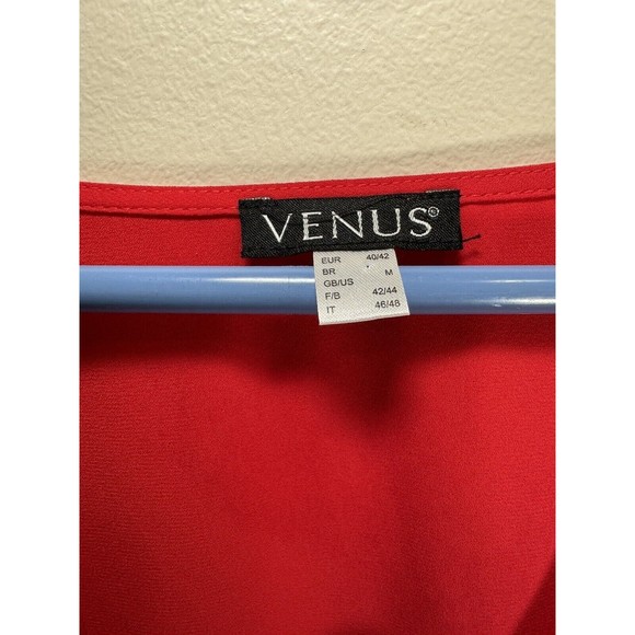 Venus Red Roll-Tab Top Blouse with Front Zippers - Size Medium - Women's Fashion - Picture 4 of 9